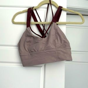 Lululemon size 8 2-tone sports bra. Dark straps with light middle purplish-pink